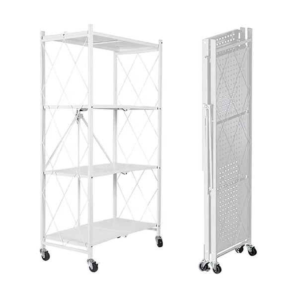 Foldable Storage Shelf 4 Tier White