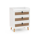 Modern End Table Bedside Table with Rattan Decorated Drawers
