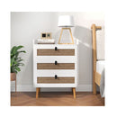 Modern End Table Bedside Table with Rattan Decorated Drawers