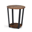 Round End Table With Storage Shelf For Living Room