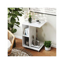 C Shaped End Table With Storage Shelves And Lockable Casters