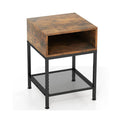 40 Cm Wood Top End Table With Metal Frame And 3 Tier Square Side Table