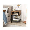 40 Cm Wood Top End Table With Metal Frame And 3 Tier Square Side Table