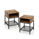 40 Cm Wood Top End Table With Metal Frame And 3 Tier Square Side Table