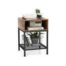40 Cm Wood Top End Table With Metal Frame And 3 Tier Square Side Table