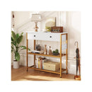 Entryway Table With Charging Station And 2 Metal Mesh Shelves