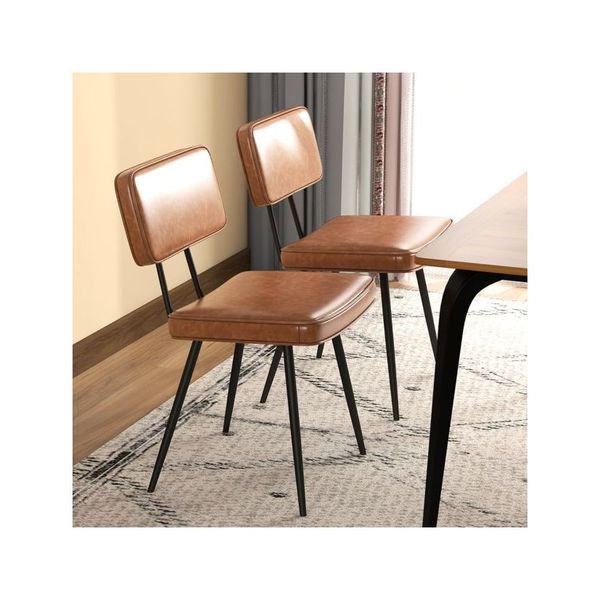 Set Of 2 Faux Leather Upholstered Dining Chair With Padded Backrest