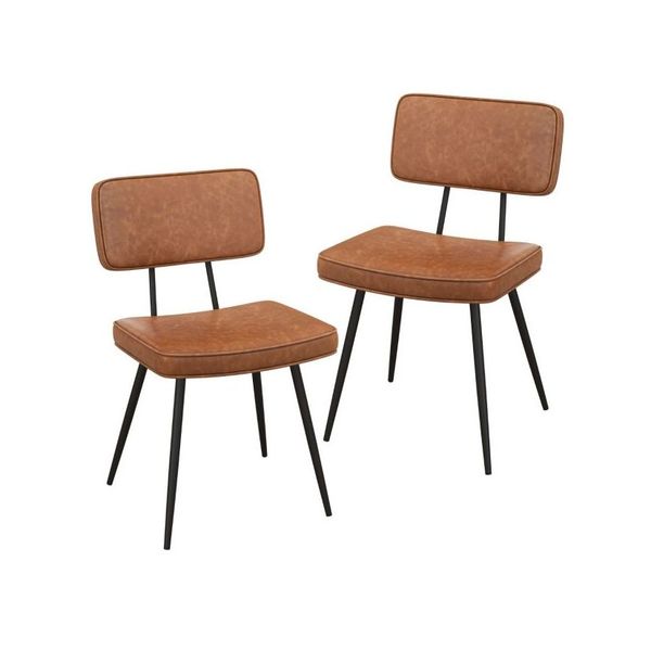 Set Of 2 Faux Leather Upholstered Dining Chair With Padded Backrest