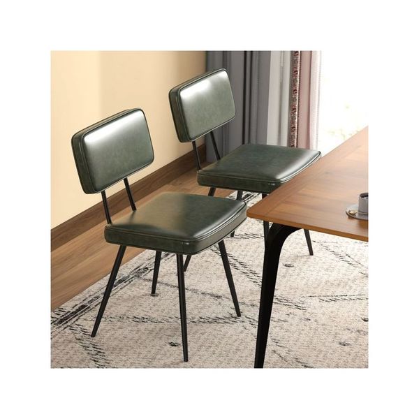 Set Of 2 Faux Leather Upholstered Dining Chair With Padded Backrest
