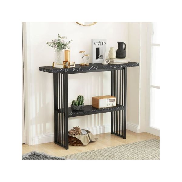Faux Marble Sofa Table With Faux Marble Tabletop