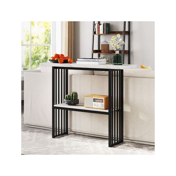 Faux Marble Sofa Table With Faux Marble Tabletop