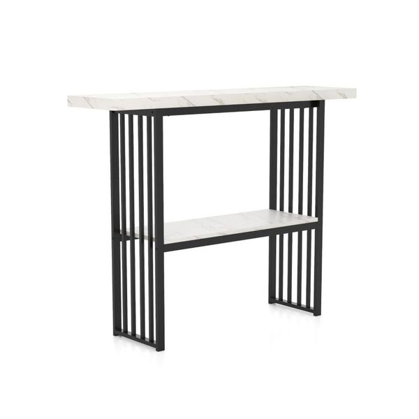 Faux Marble Sofa Table With Faux Marble Tabletop