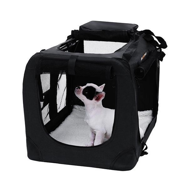 Dog Kennel Transport Box Folding Fabric Pet Carrier 60Cm Black