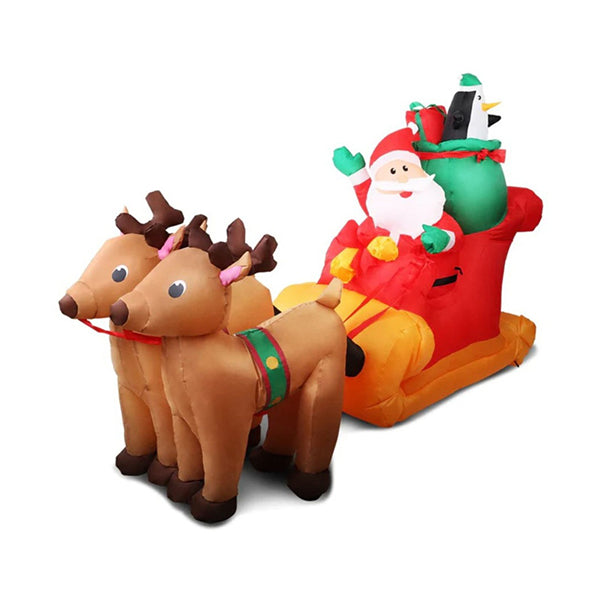 220Cm Santa And Reindeer Christmas Inflatable With Led