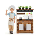 Wood Play Kitchen With Cooking Accessories And Removable Sink