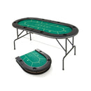 Foldable Poker Table With 8 Cup Holders For Blackjack Texas