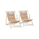 2 Pieces Outdoor Folding Adjustable Sling Chair With Cushion Headrest