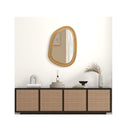 Irregular Pvc Rattan Wall Decorative Mirror With Wooden Frame