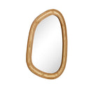 Irregular Pvc Rattan Wall Decorative Mirror With Wooden Frame