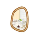 Irregular Pvc Rattan Wall Decorative Mirror With Wooden Frame
