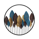 80Cm Wall Art Metal Iron Hanging Frames Leaf Black Gold Blue Picture
