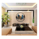 80Cm Wall Art Metal Iron Hanging Frames Leaf Black Gold Blue Picture