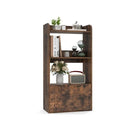 Freestanding Bookcase With Drawer 3 Tier Open Display Shelf