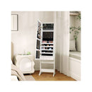 Freestanding Jewelry Cabinet With Full Length Mirror And Led Lights