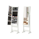 Freestanding Jewelry Cabinet With Full Length Mirror And Led Lights
