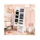 Kids Jewelry Cabinet With Full Length Mirror And Foldable Drawer