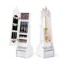 Kids Jewelry Cabinet With Full Length Mirror And Foldable Drawer