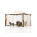 Outdoor Patio Gazebo With Netting And 2 Tier Canopy Roof