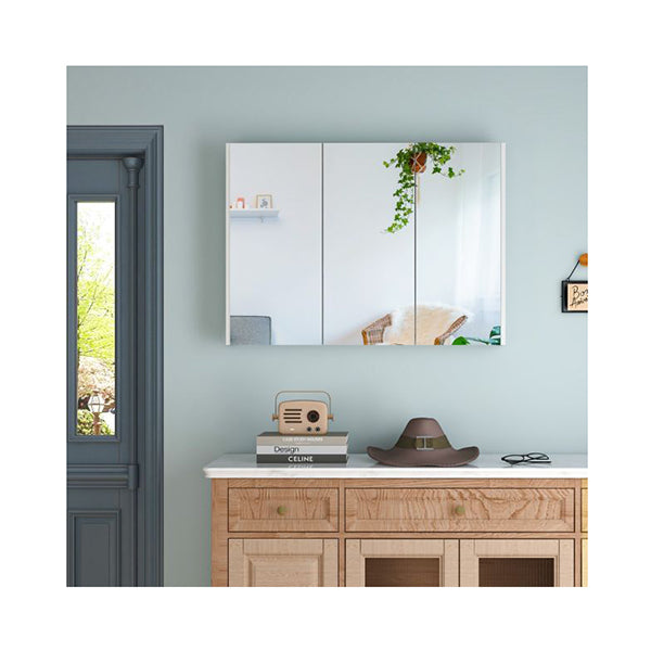 Frameless Bathroom Wall Mounted Mirror Cabinet With Doors And Shelves