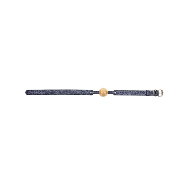 Sex And Mischief Cougar Ball Gag Navy Blue Gold Mouth Restraint
