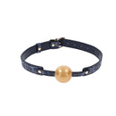 Sex And Mischief Cougar Ball Gag Navy Blue Gold Mouth Restraint