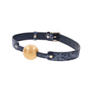 Sex And Mischief Cougar Ball Gag Navy Blue Gold Mouth Restraint