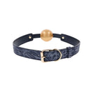 Sex And Mischief Cougar Ball Gag Navy Blue Gold Mouth Restraint