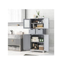 Floor Storage Cabinet With Glass Doors Drawers And Shelves