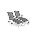 2 Piece Patio Folding Chaise Lounge Chairs With 6 Level Backrest