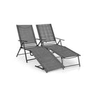 2 Piece Patio Folding Chaise Lounge Chairs With 6 Level Backrest