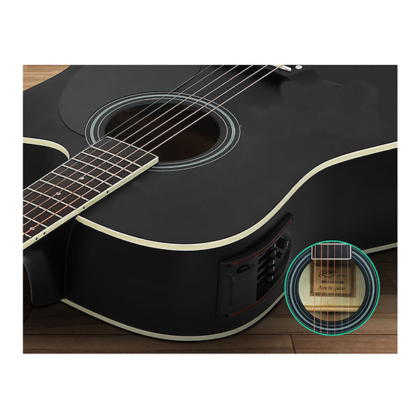 41 Inch Electric Acoustic Guitar Wooden Classical Full Size Capo Black