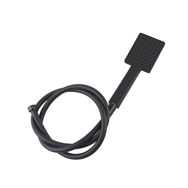 Hand Held Shower Head With Pvc Water Hose Square Black
