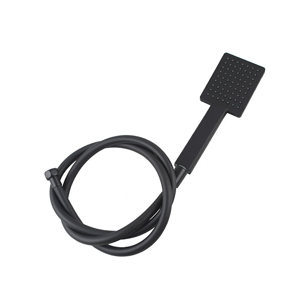 Black Square Handheld Shower Head Sprayer With Pvc Water Hose