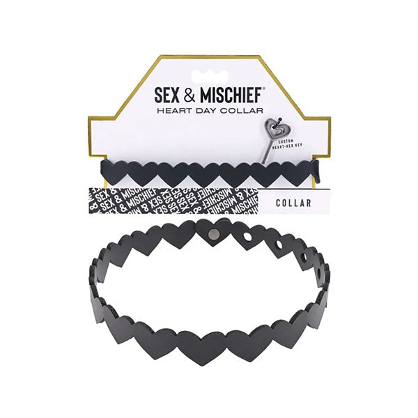 Sex And Mischief Heart Day Collar Black Collar