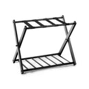 Black Heavy Duty Folding Luggage Rack With Shelves
