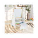 Height Adjustable Kids Art Easel With Stool And Magnetic Whiteboard