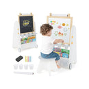 Height Adjustable Kids Art Easel With Stool And Magnetic Whiteboard