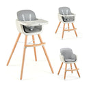 3 In 1 Wooden Convertible Baby High Chair With Removable Tray