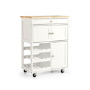 Rolling Kitchen Cart With 3 Tier Wine Racks And Cupboards
