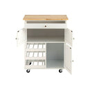 Rolling Kitchen Cart With 3 Tier Wine Racks And Cupboards